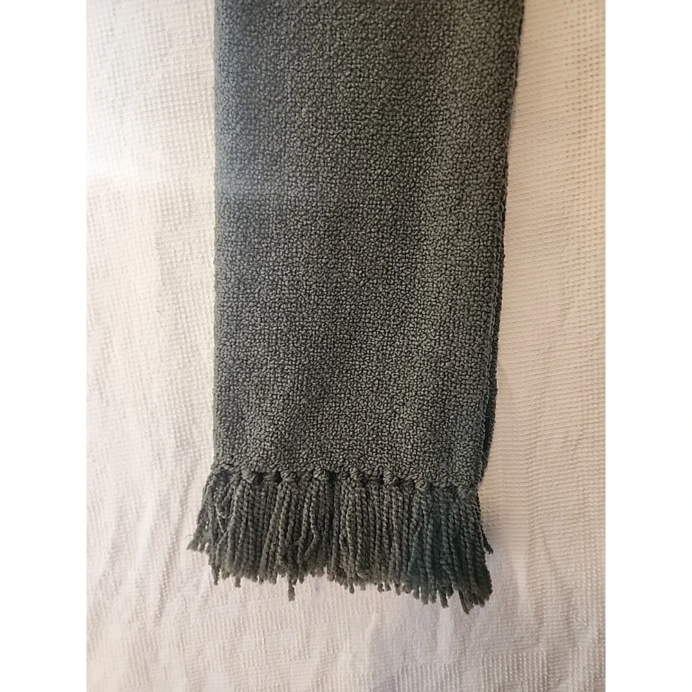 Brand‎ New! Oversized Frye Boucle Throw With Fringe Green 50